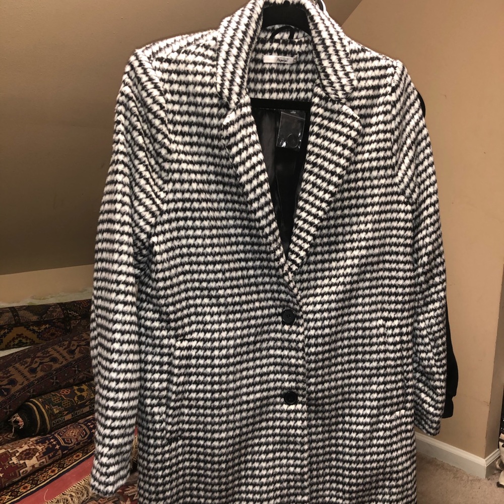 Houndstooth Wool Coat